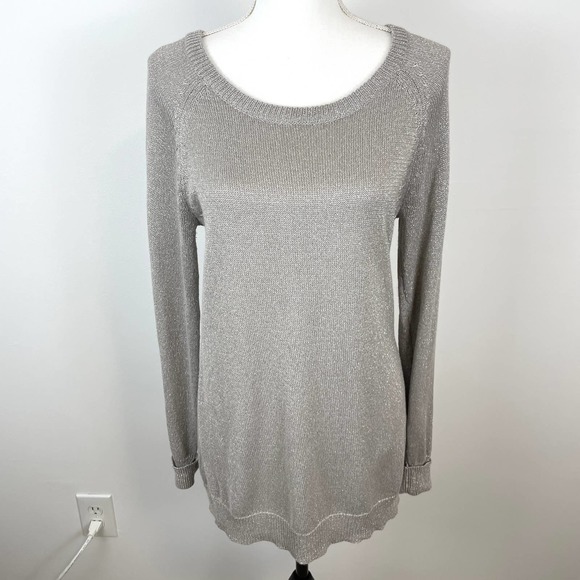 Cupio Metallic Silver Tunic Sweater Size Medium - Picture 1 of 10